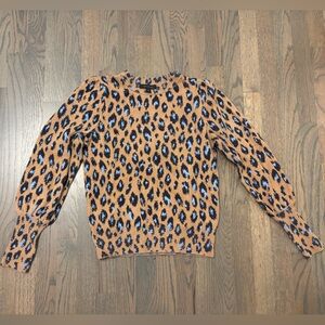 Ann Taylor Leopard Print Sweatshirt - Brownish Orange, Black, Blue